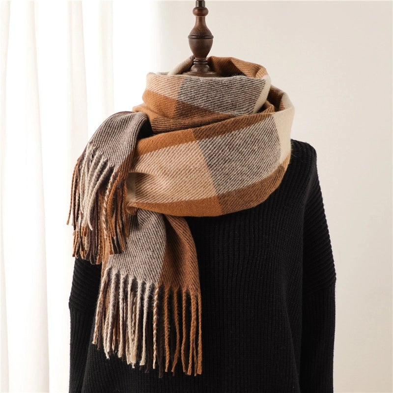 Unisex Business Basic Minimalist Tassel Imitation Cashmere Polyester Scarf