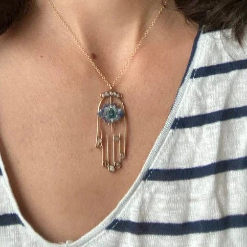 Healing Crystal Hamsa Necklace