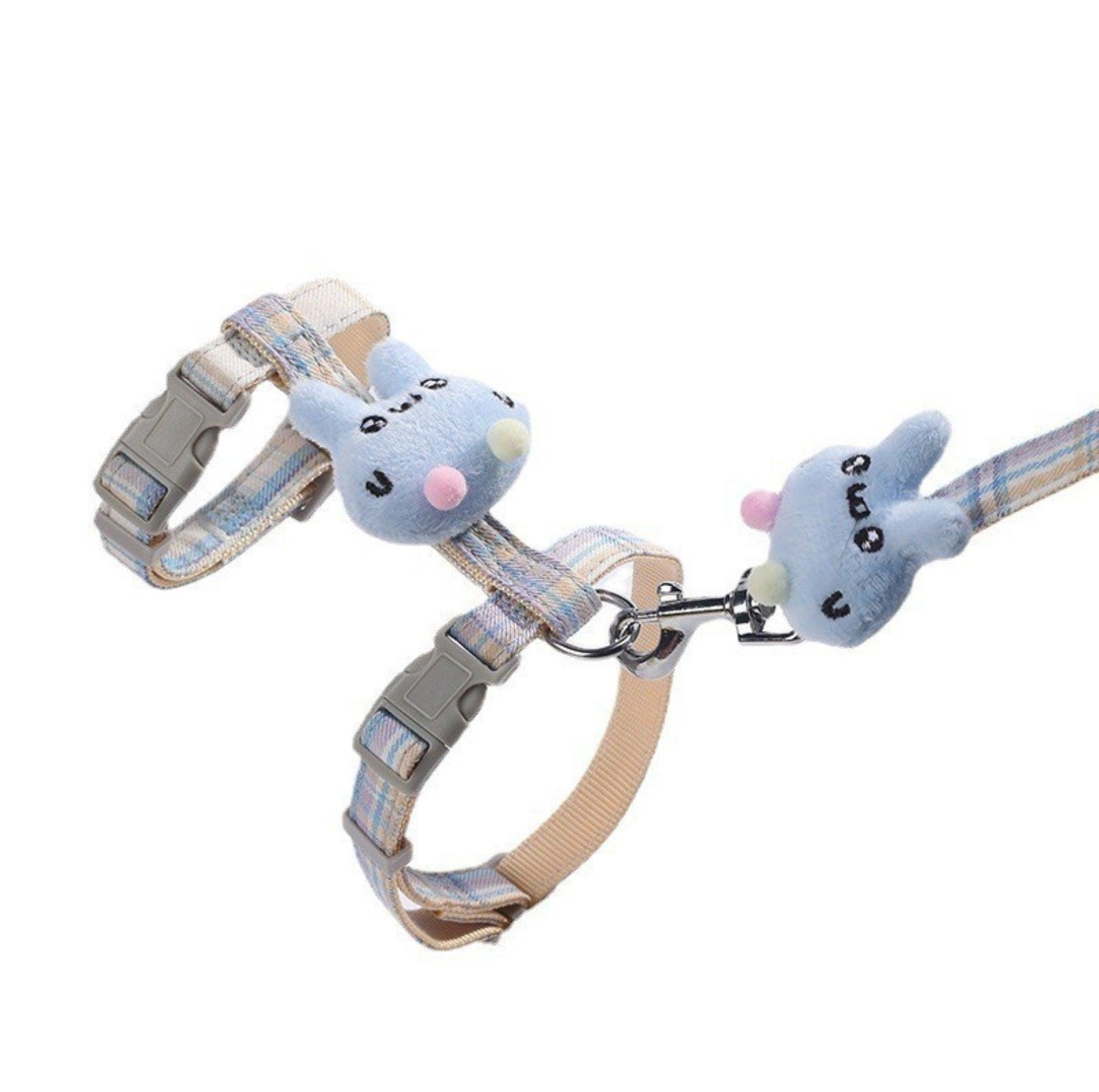 Adjustable H-Strap Harness with Cartoon Plush Decor for Cats