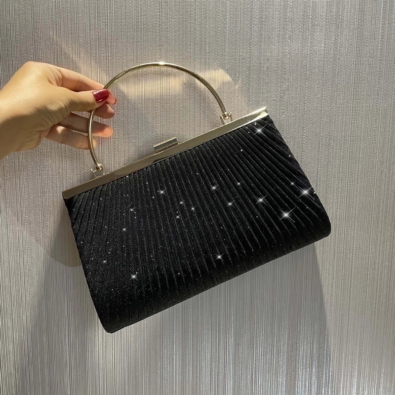 Women's Polyester Solid Color Classic Style Square Lock Clasp Evening Bag