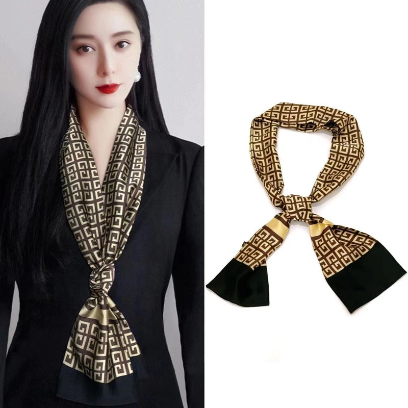 Women's Elegant Minimalist Geometric Chiffon Printing Silk Scarf