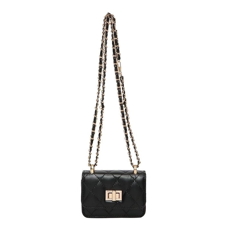 Women's Pu Leather Solid Color Classic Style Square Lock Clasp Crossbody Bag