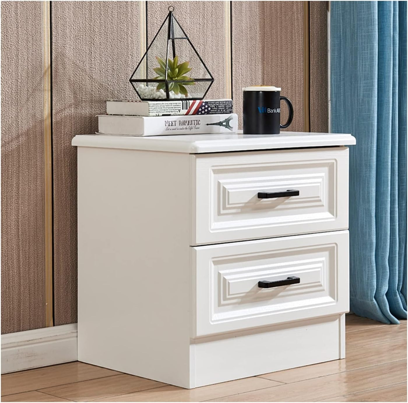 Simplicity Wooden Bedside Table with 2 Drawers. Multifunctional Bedside Table
