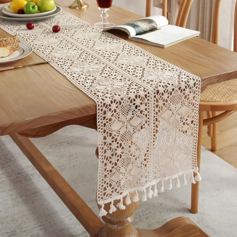 Le Xuan Show Beautiful Retro Flower Crochet Table Flag Hollow Tassel Table Table Flag Tea Table A Generation Of Hair