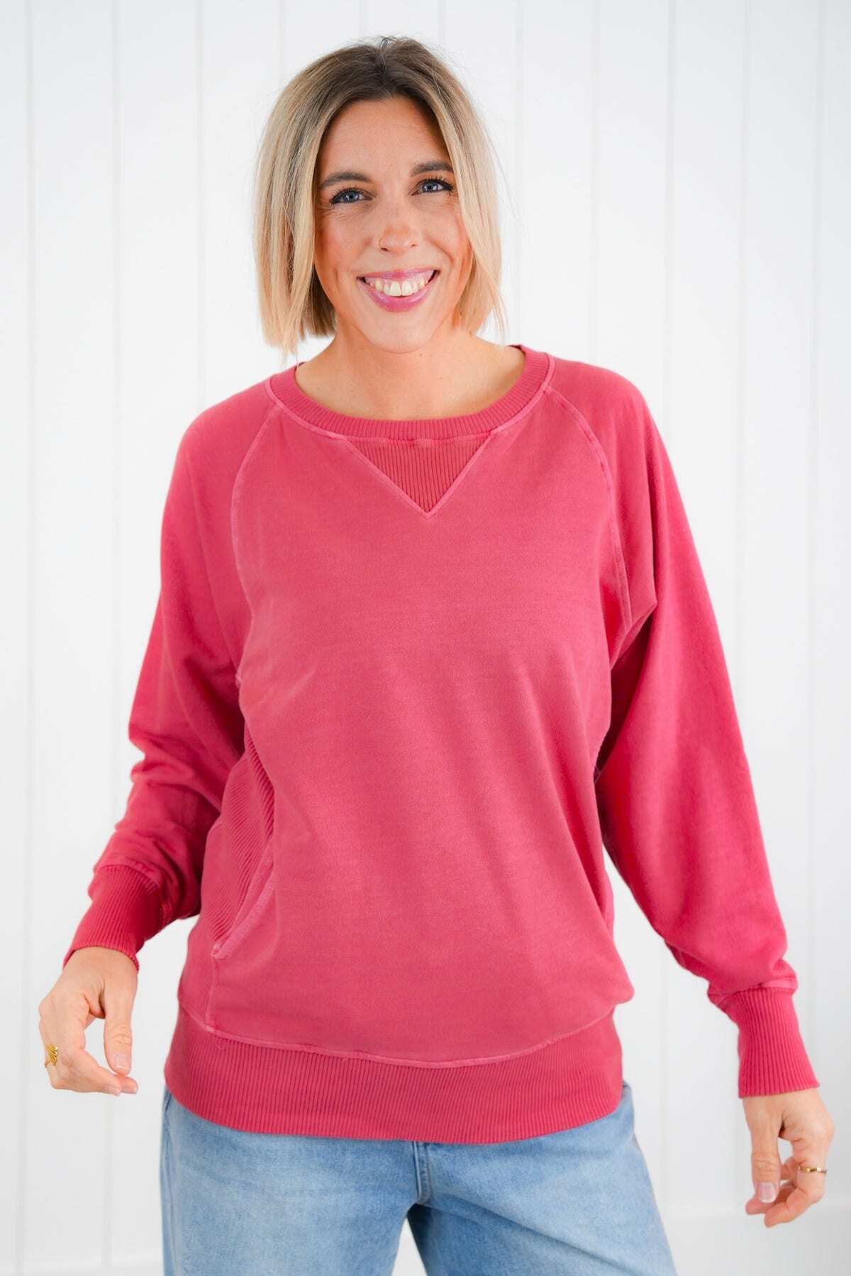 FINAL SALE⚡8 Packs for $24.95⚡ - Door Buster! Zenana Pigment Dyed French Terry Pullover w/ Pockets (Multiple Colors)