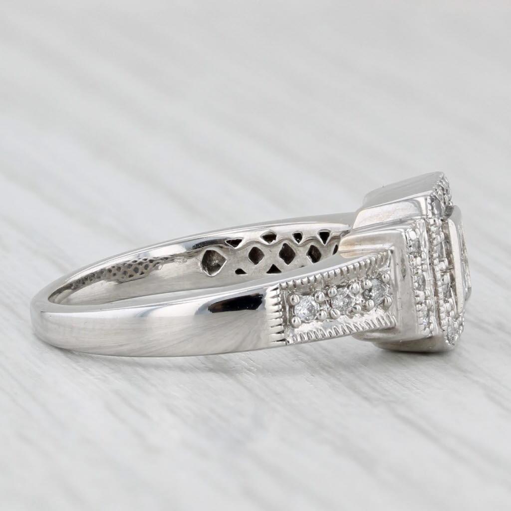 Princess Diamond Halo Engagement Ring 14k White Gold Size 7.25