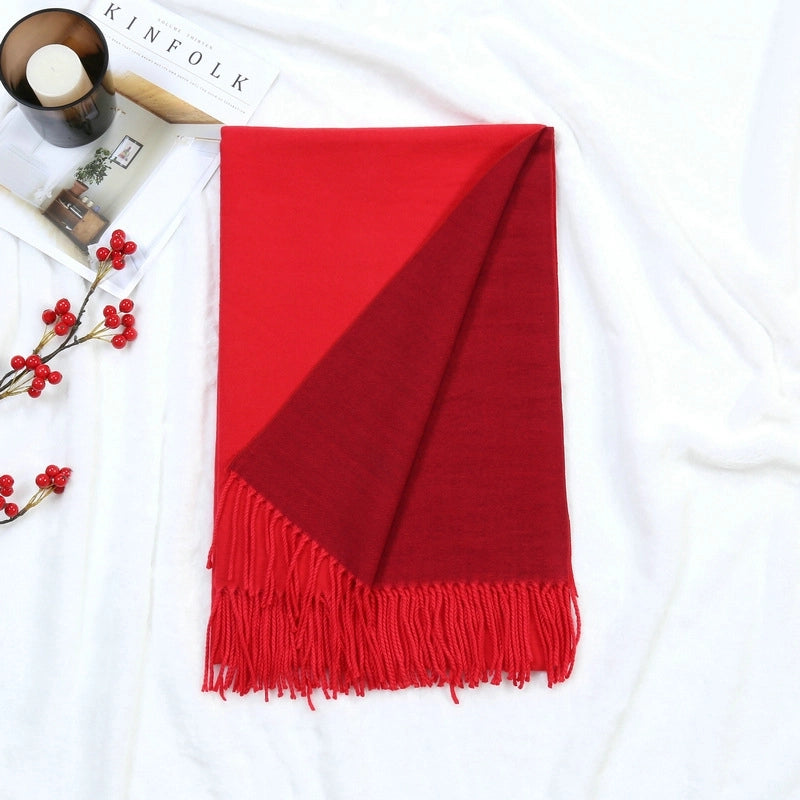 Autumn And Winter New Thickened Cashmere Double-Sided Scarf Women's Popular Versatile Color Matching Shawl Scarf