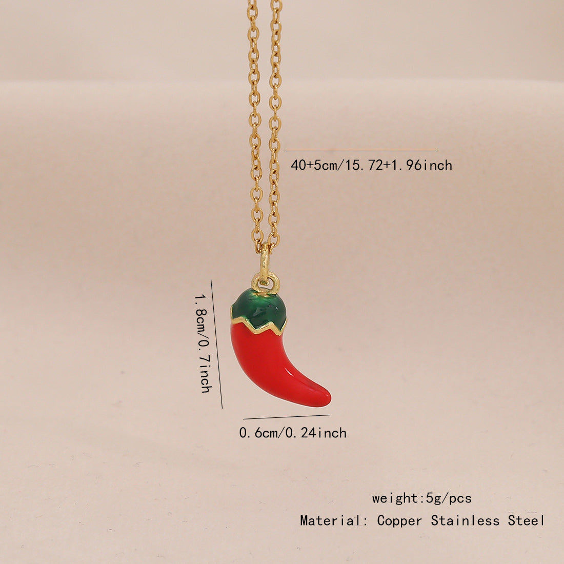 Cute Fruit Pendant Lips Red Pepper Necklace Fashion Stainless Steel N1513