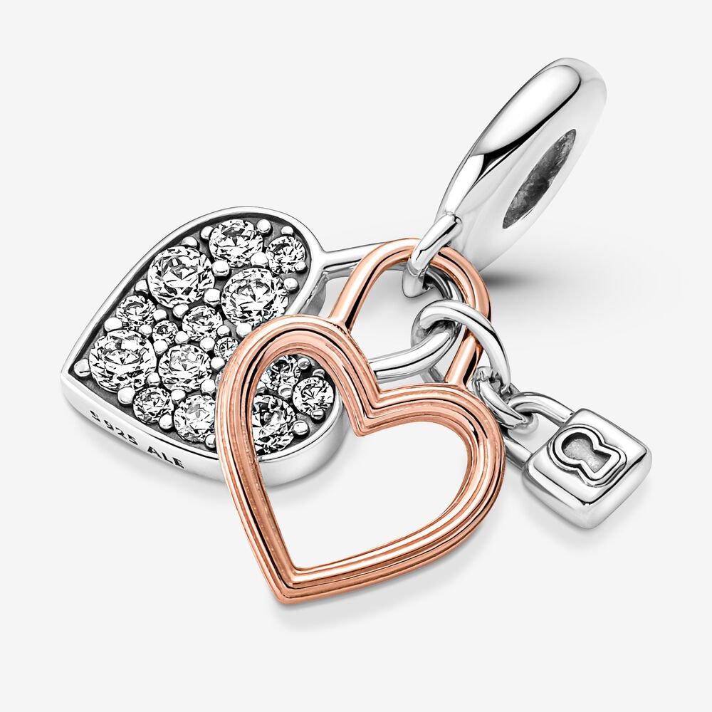 Heart Padlock Double Dangle Pandora Charm