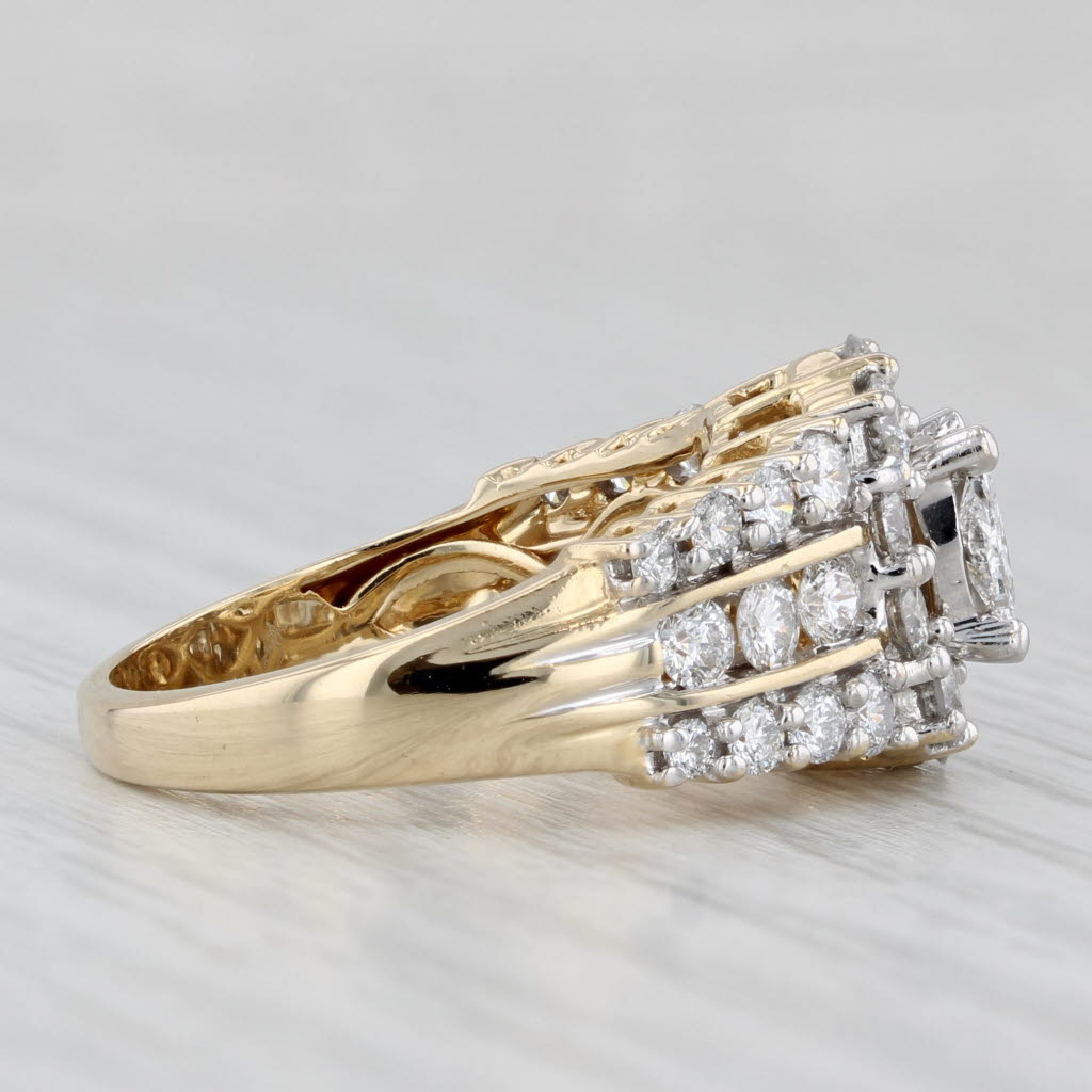 1.64ctw Diamond Halo Engagement Ring 14k Yellow Gold Size 7