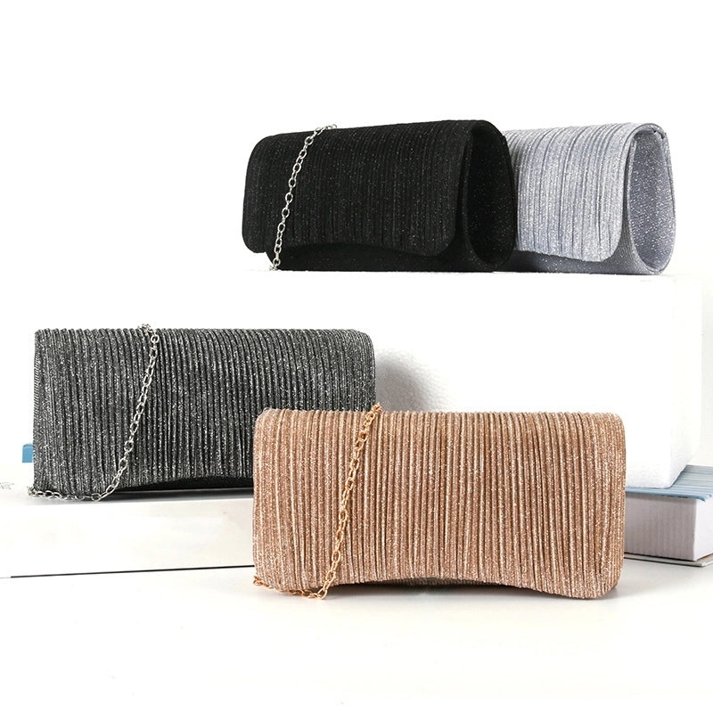 New Evening Bag Pleated Cover Round Bottom Gone Design Simple Wedding Women's Evening Handbag
