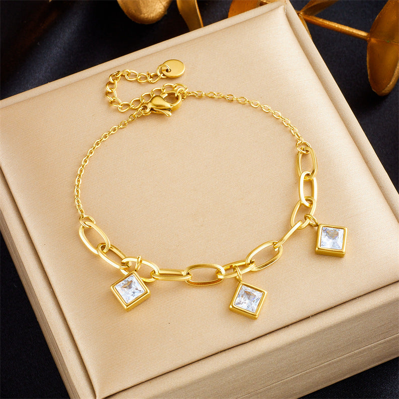Fashion Square Chain Titanium Steel Electroplating Bangles