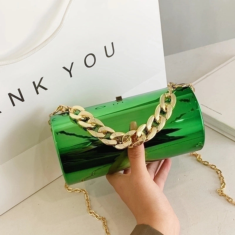 Black Green Rose Red Arylic Solid Color Cylindrical Evening Bags