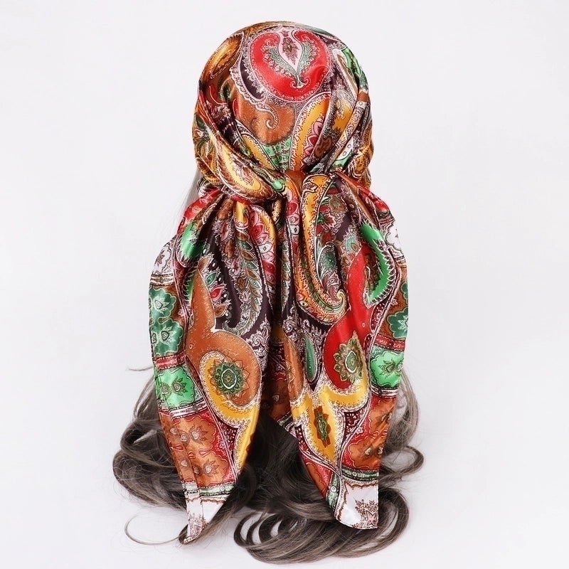 Women's Lady Paisley Satin Printing Silk Scarf