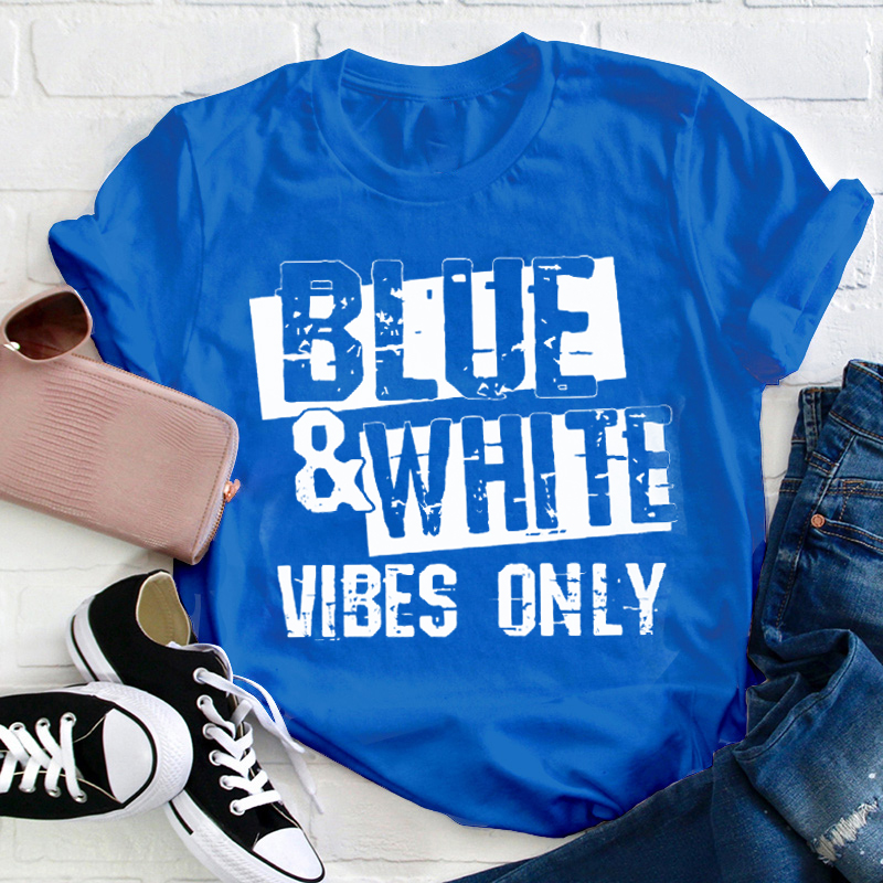 Personalized Two Color Design Vibes Only Teacher T-Shirt