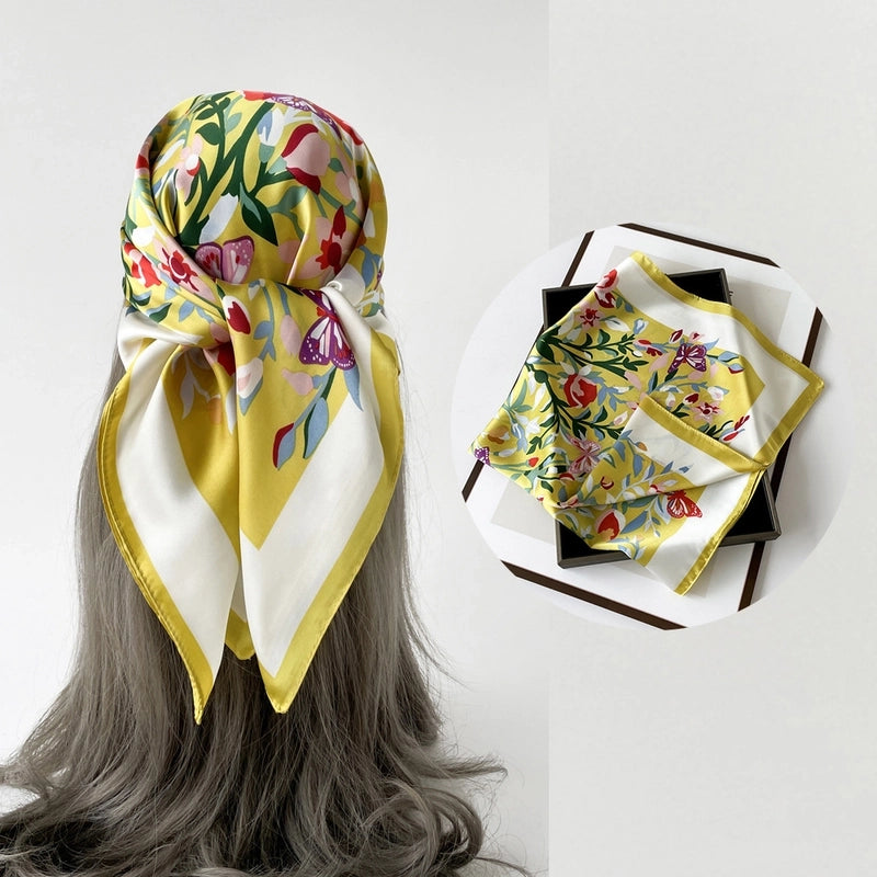Women's Casual Flower Satin Printing Bandanas