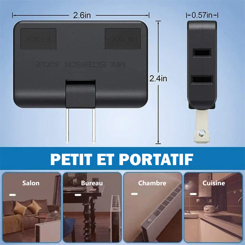 Convertisseur de prise 3 en 1 rotative à 180°