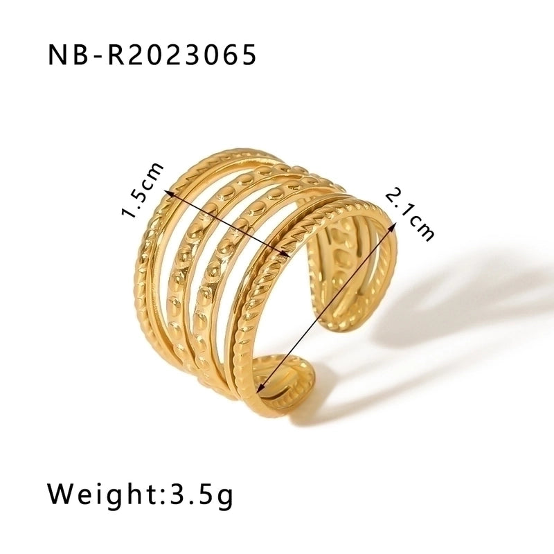 2 Pieces Stainless Steel 18K Gold Plated IG Style Basic Minimalist Plating Tree Symbol Lingge Open Rings