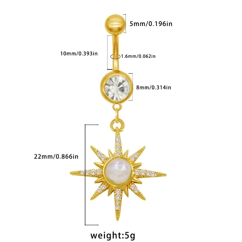 1 Piece Belly Rings Sexy Classic Style Star Heart Shape Butterfly 316L Stainless Steel  Alloy Inlay Resin Rhinestones Glass Gold Plated
