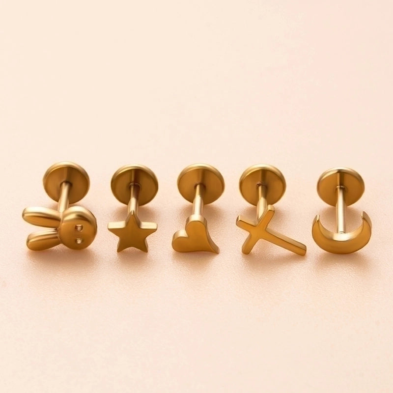 1 Piece Ear Cartilage Rings & Studs Minimalist Geometric Round 316L Stainless Steel  Plating 18K Gold Plated Ear Cartilage Rings & Studs