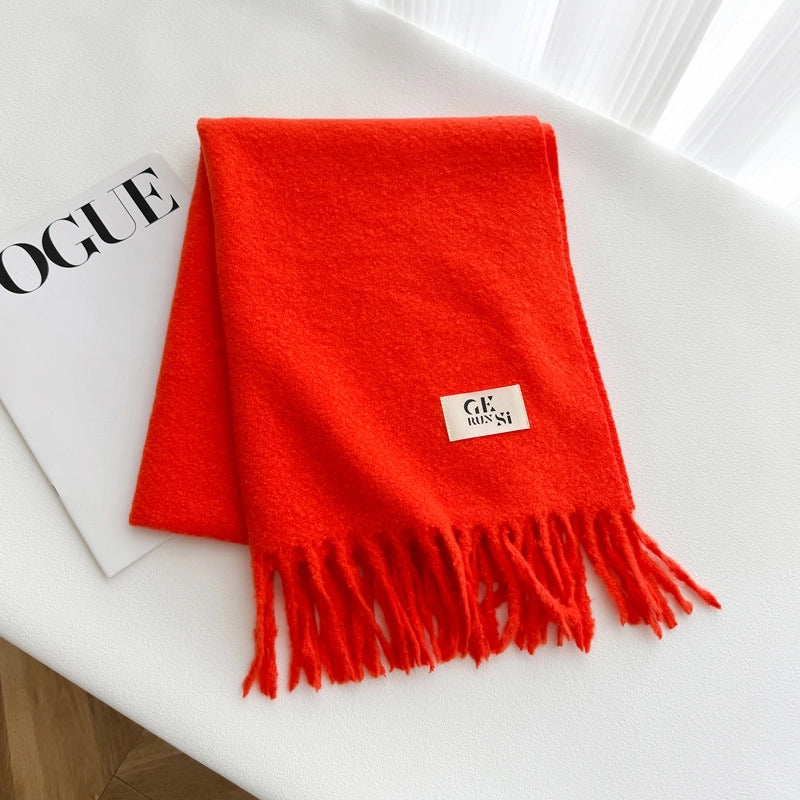 Women's Minimalist Solid Color Imitation Cashmere Tassel Scarf