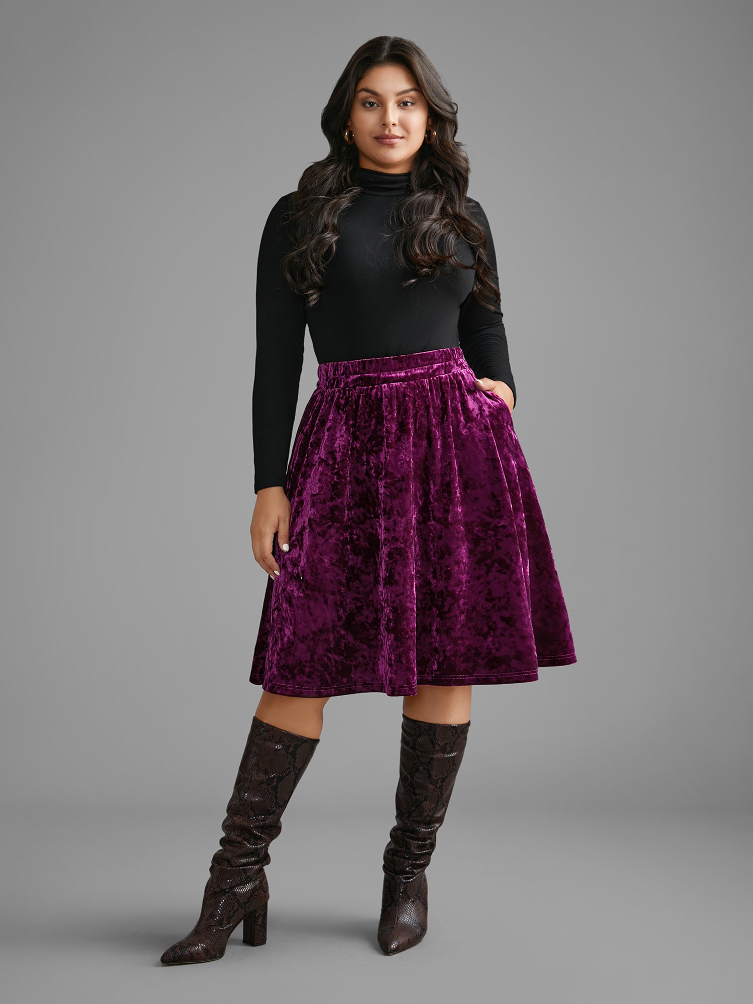 Velvet Elastic Waist Skirt