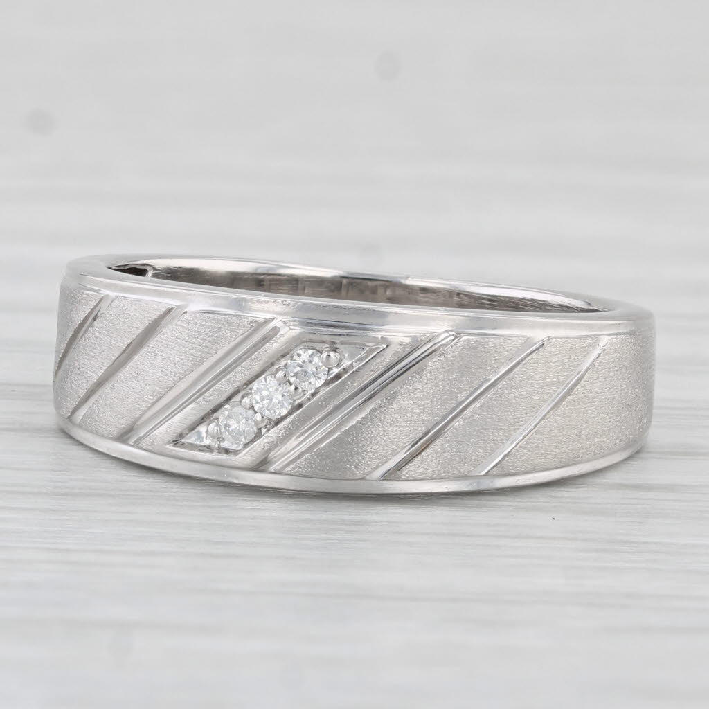 Diamond Wedding Band 10k White Gold Size 8.5 Ring