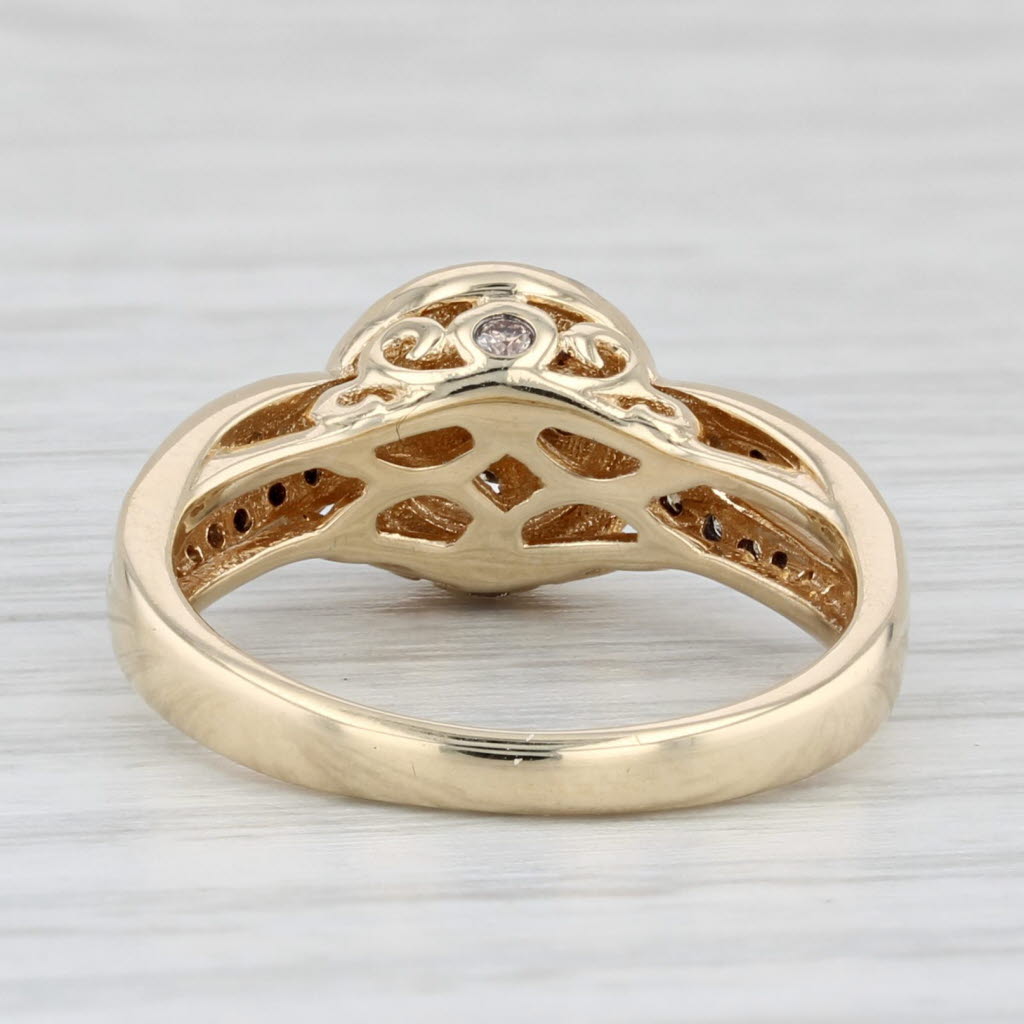 0.34ctw Brown Diamond Cluster Halo Engagement Ring 14k Yellow Gold Size 5