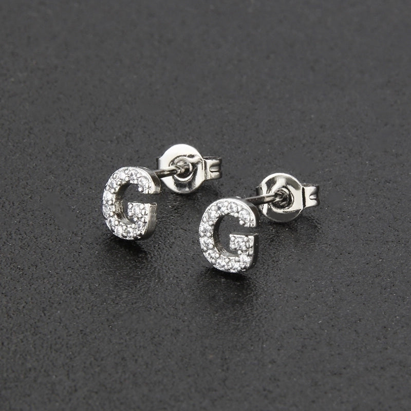 1 Pair Fashion Letter Inlay Copper Zircon Gold Plated Ear Studs