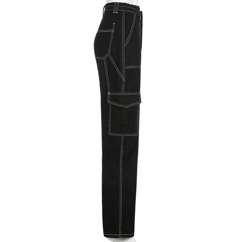 Patchwork Streetwear Baggy Jeans For Women