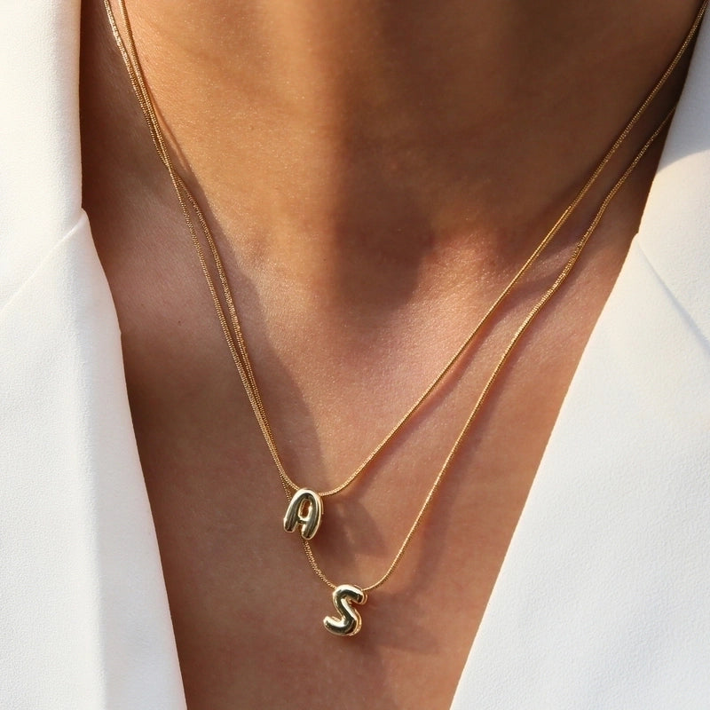 Basic Modern Style Classic Style Letter 304 Stainless Steel Brass Plating Pendant Necklace