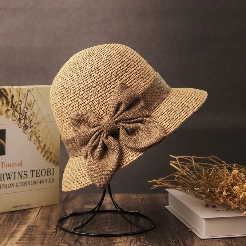 Women's Minimalist Classic Style Bow Knot Curved Eaves Bucket Hat