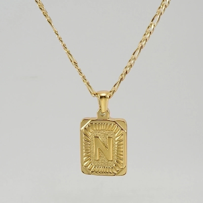 Fashion Letter Rectangle 304 Stainless Steel Titanium Steel 18K Gold Plated Gold Plated Pendant Necklace
