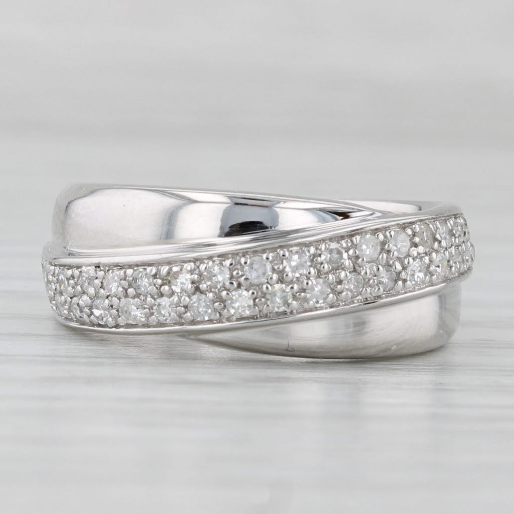 0.30ctw Pave Diamond Overlay Ring 14k White Gold Size 7 Wedding Band