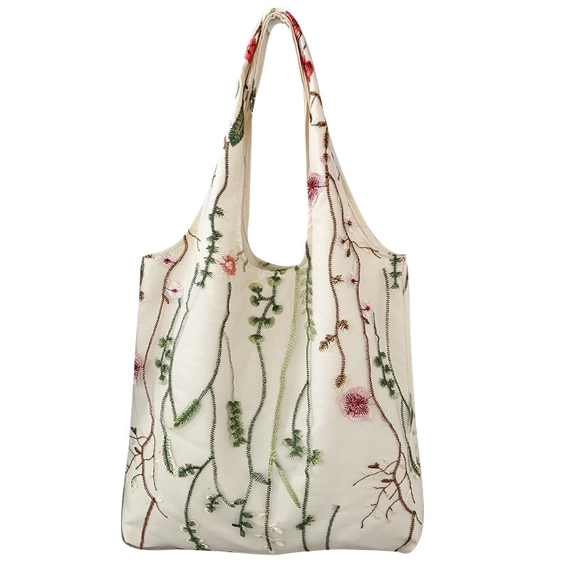 Women's Vintage Style Flower Canvas Shopping Bags