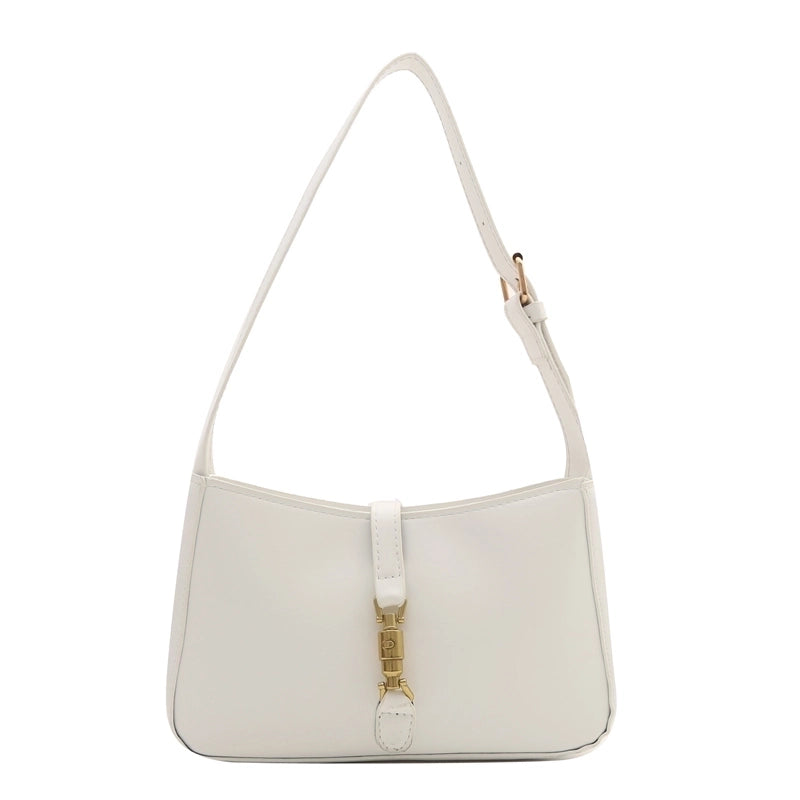 Women's Pu Leather Solid Color Classic Style Lock Clasp Shoulder Bag