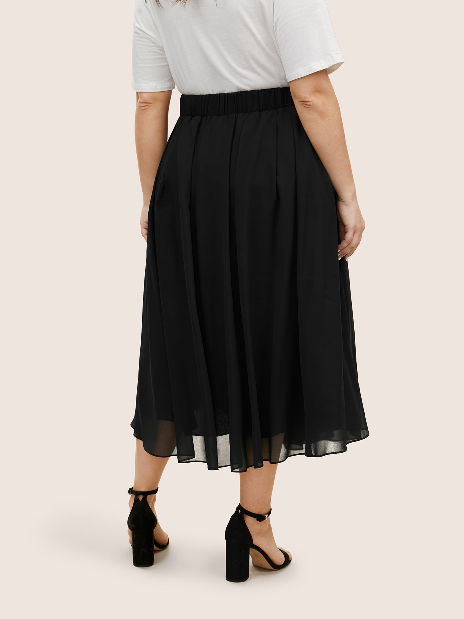 Chiffon Solid See Through Tiered Skirt