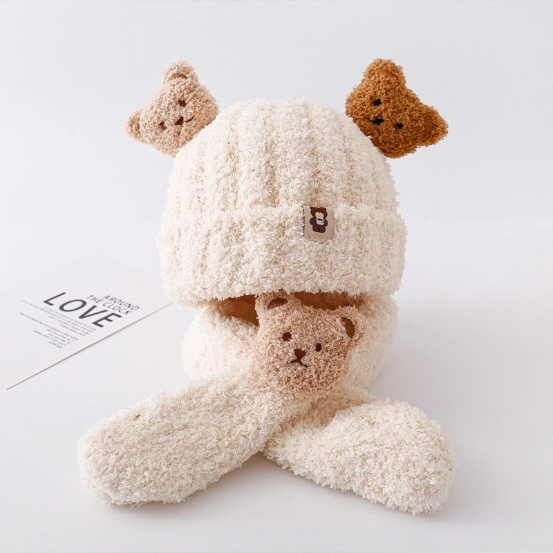 Baby's Autumn And Winter Hat Scarf Suit Cute Super Cute Baby Children's Fluffy Hat Girls' Winter Warm Wool Hat