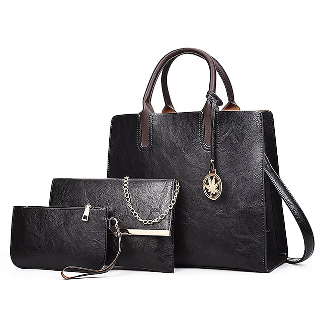 Women's Bag Set PU Leather 3 Pcs Purse Set Event / Party Office & Career Zipper Black Red Brown