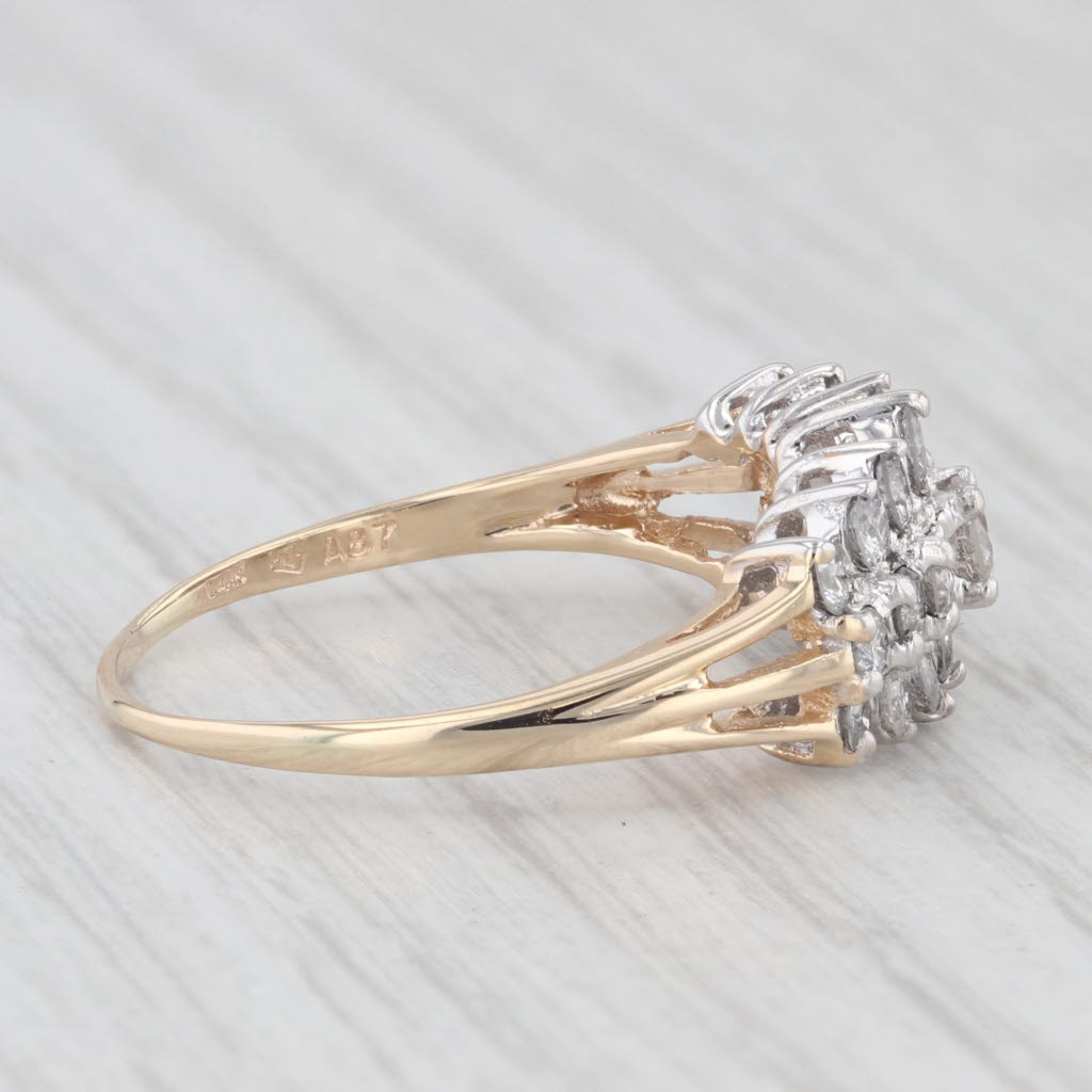 0.98ctw Diamond Cluster Ring 14k Yellow Gold Size 8