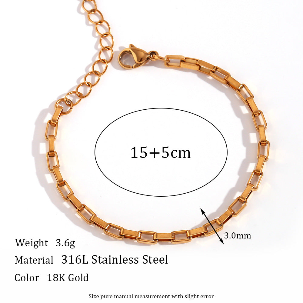 Minimalist Women Stripe Geometric Stainless Steel 18K Gold Plated Bracelets