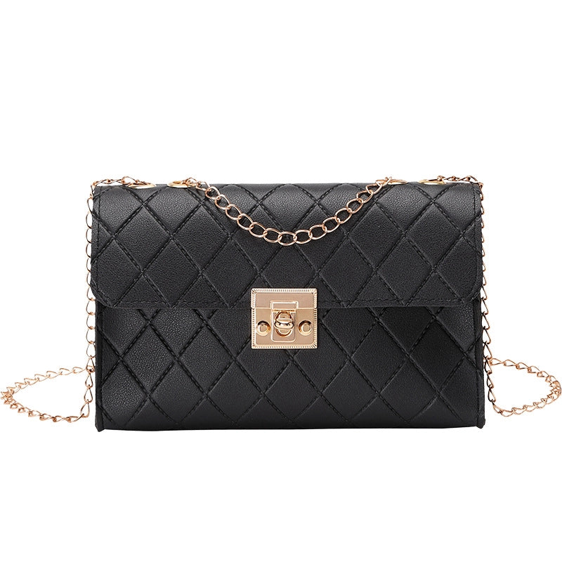 New Style Rhombus Plaid Shoulder Chain Small Square Bag