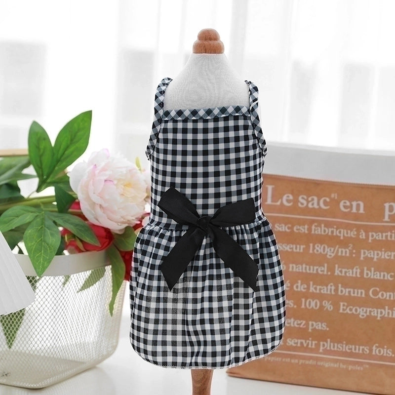 Summer Thin Pet Dress Princess Style Teddy Cat Strap Polka Dot Skirt Dog Clothes