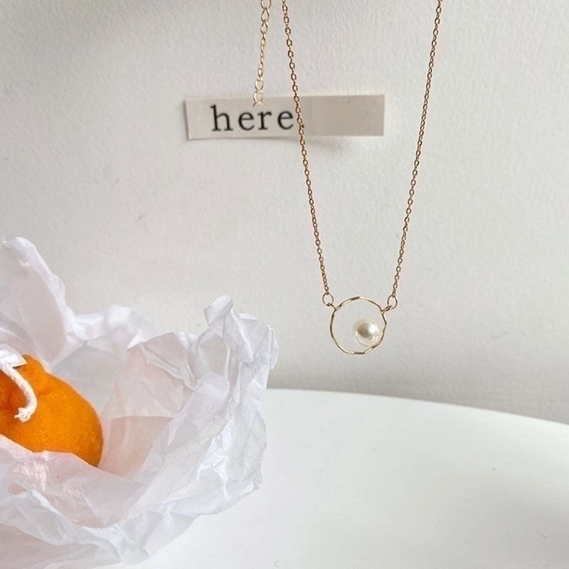 Lady Sweet Heart Shape Flower Fish Tail Imitation Pearl Alloy Inlay Rhinestones Women's Necklace
