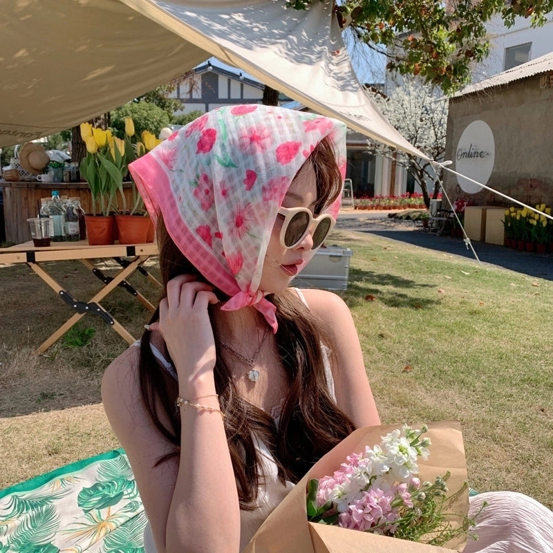 Women's Sweet Pastoral Flower Polyester Printing Bandanas