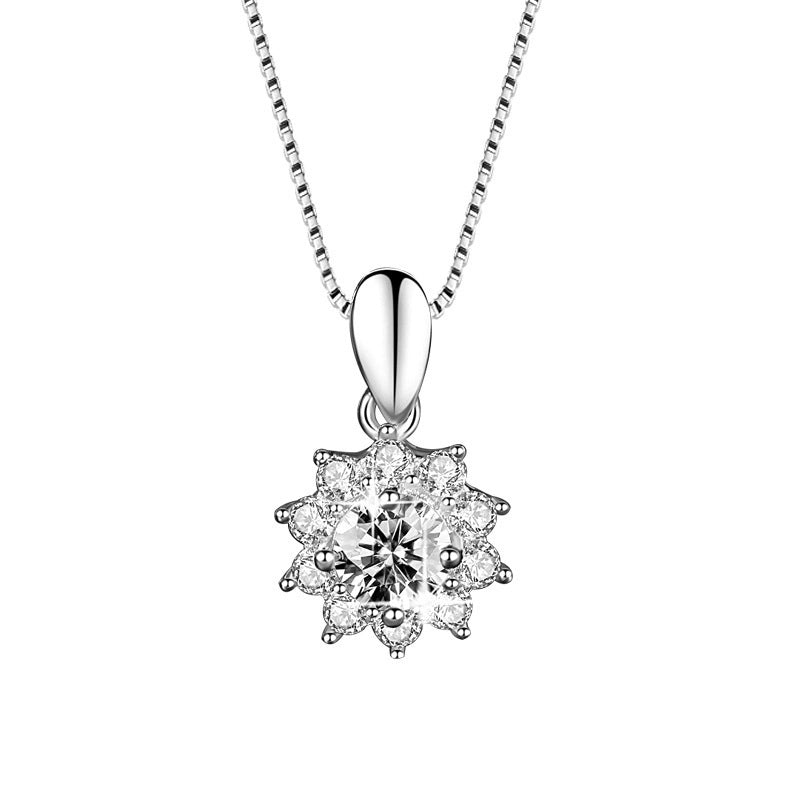 Minimalist Shiny Round Water Droplets Bow Knot Copper Plating Inlay Zircon Silver Plated Pendant Necklace Necklace Pendant