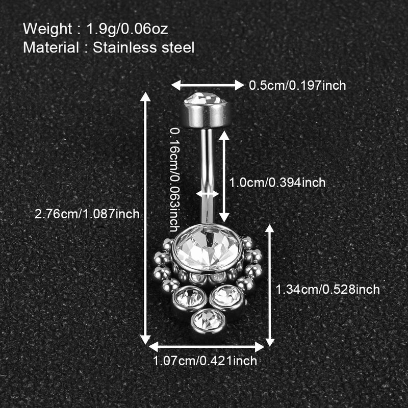1 Piece Belly Rings Minimalist Classic Style Solid Color 302 Stainless Steel 316 Stainless Steel  Polishing Rhinestone Inlay Diamond Belly Rings