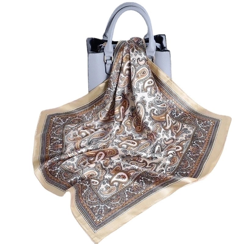 Women's Elegant Classical Lady Printing Satin Silk Scarf