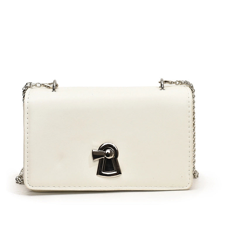 Women's Pu Leather Solid Color Vintage Style Classic Style Square Lock Clasp Crossbody Bag