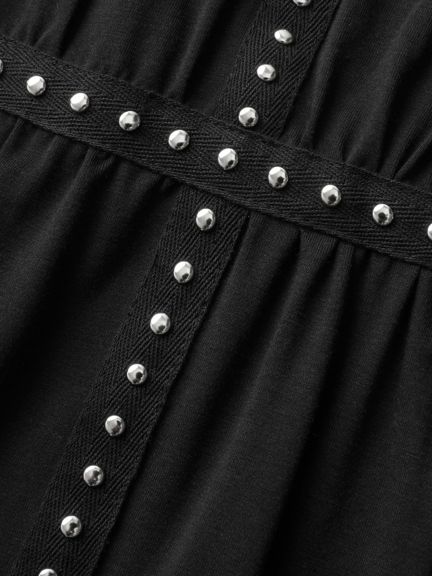 Stud Woven Pockets Midi Dress